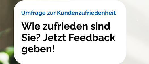 Symbolbild: Nahaufnahme von Händen, die ein Smartphone halten; darüber ein Barometer mit einer Skala von weinendem bis lachendem Smiley. Es wird aufgefordert, an einer Zufriedenheitsbefragung des BVHIs teilzunehmen.