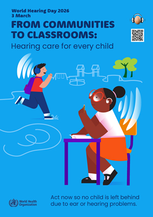 Bildbeschreibung: Plakat der Kampagne: Mädchen sitzt am Schreibtisch. Jung läuft vorbei