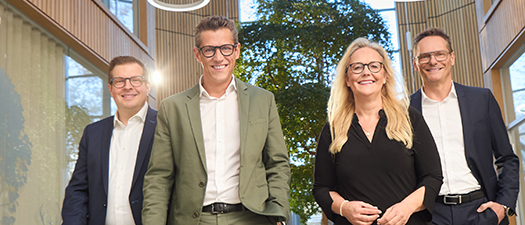 Bildbeschreibung: Neues Führungsteam von Rottler Mark Baukmann, Paul Rottler, Petra Walter-Niemand und Armin Herdegen (v. l.)