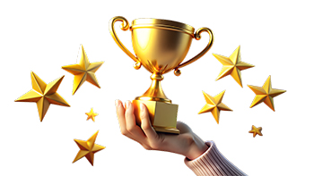 Bildbeschreibung: Ein Pokal wird von einer Hand hochgehoben.