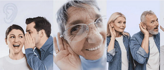 Bildbeschreibung: Auf dem Foto sind Menschen zu sehen, die sich die Hand hinters Ohr halten und sich etwas ins Ohr flüstern.