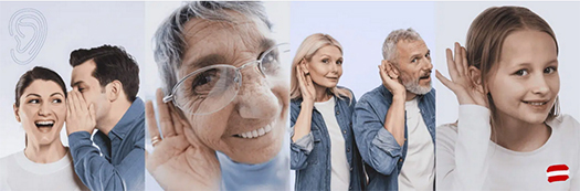 Bildbeschreibung: Auf dem Foto sind Menschen zu sehen, die sich die Hand hinters Ohr halten und sich etwas ins Ohr flüstern.